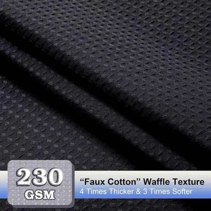 Floraweg Solid Black Waffle Textured Shower Curtain