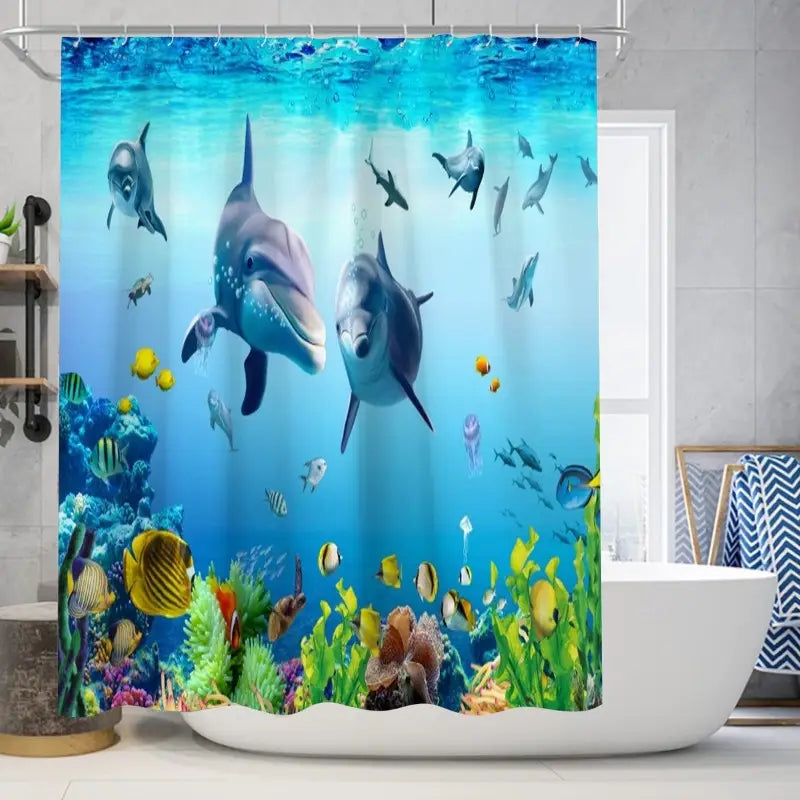 Floraweg Dolphins Underwater Ocean Shower Curtain