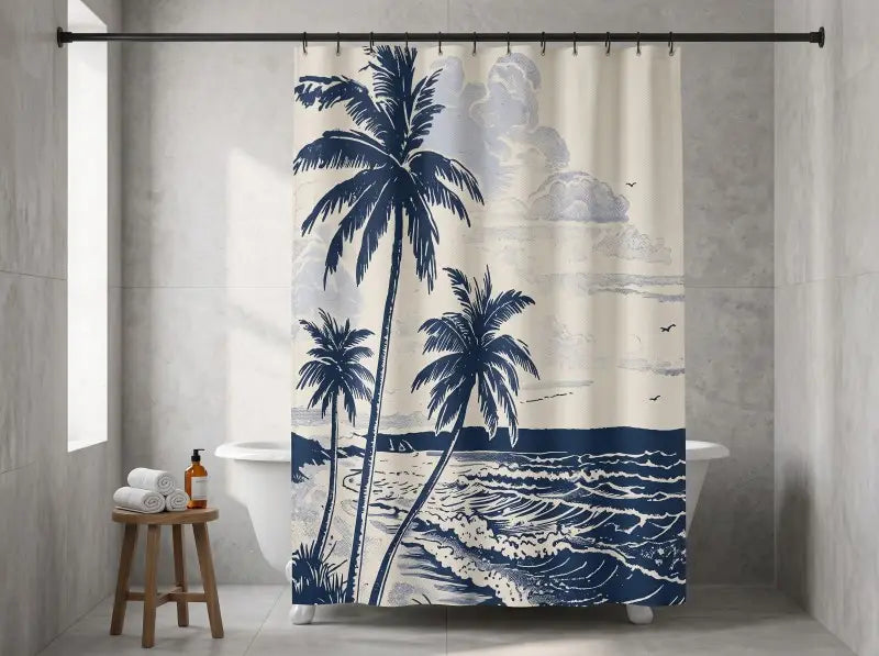 Floraweg Trees Waves Shower Curtain