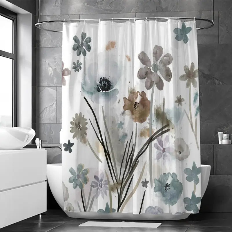 Floraweg Watercolor Wildflower Shower Curtain