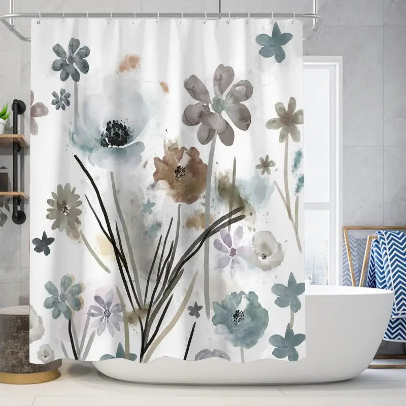 Floraweg Watercolor Wildflower Shower Curtain