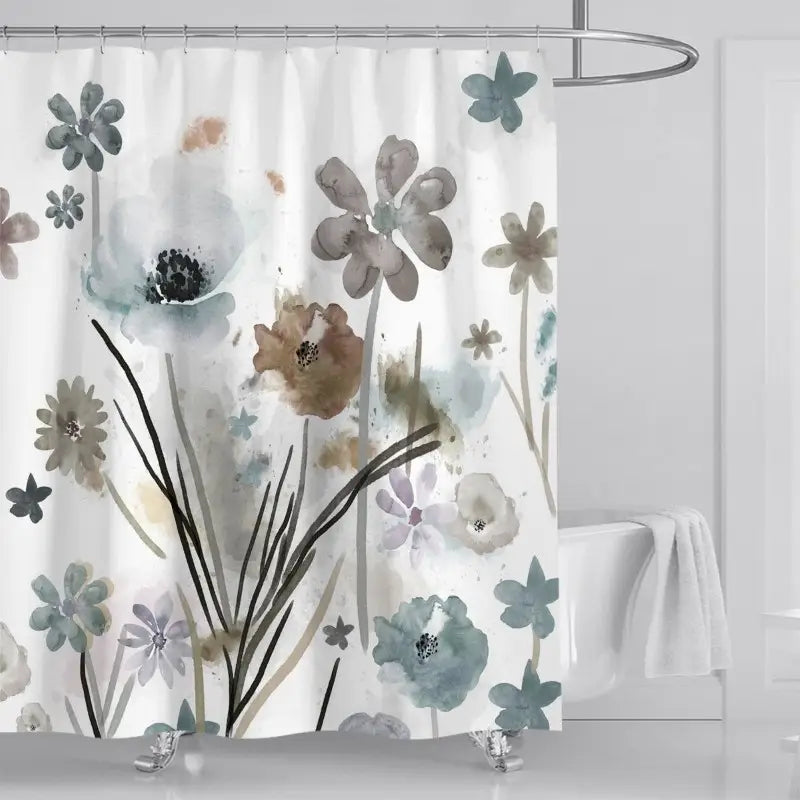 Floraweg Watercolor Wildflower Shower Curtain