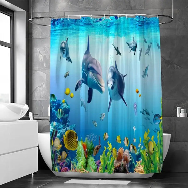Floraweg Dolphins Underwater Ocean Shower Curtain