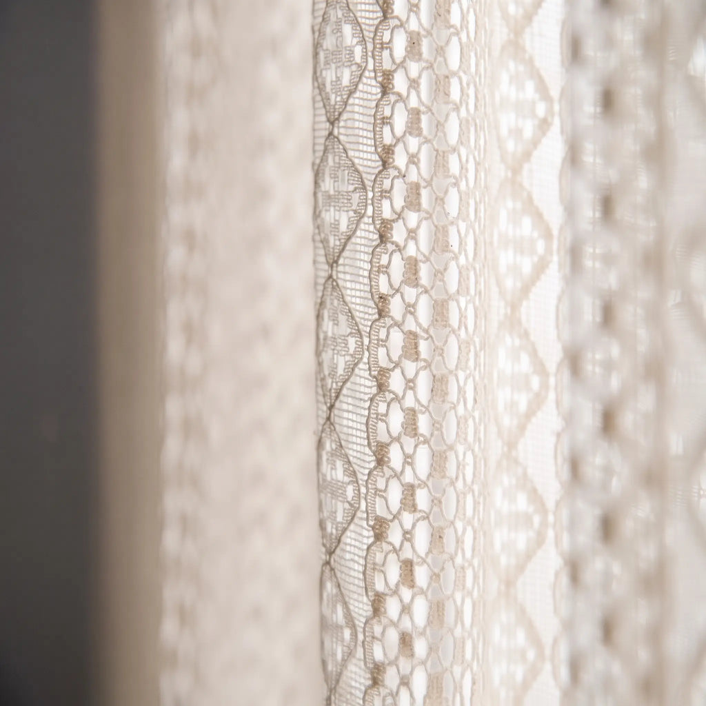 Romantic Beige Crochet Lace Window Curtains