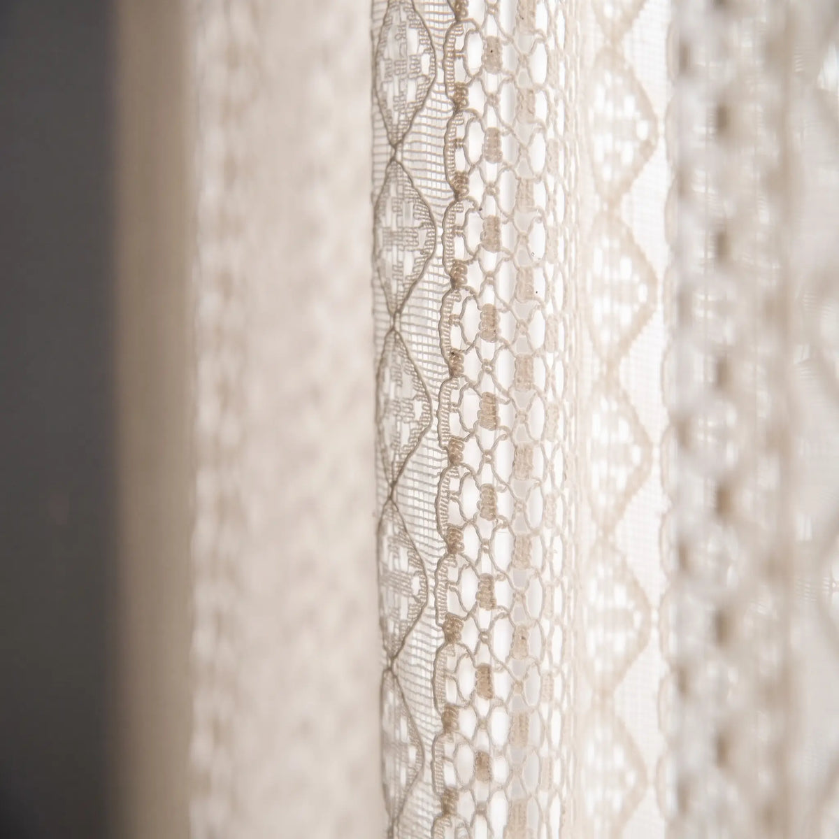 Romantic Beige Crochet Lace Window Curtains