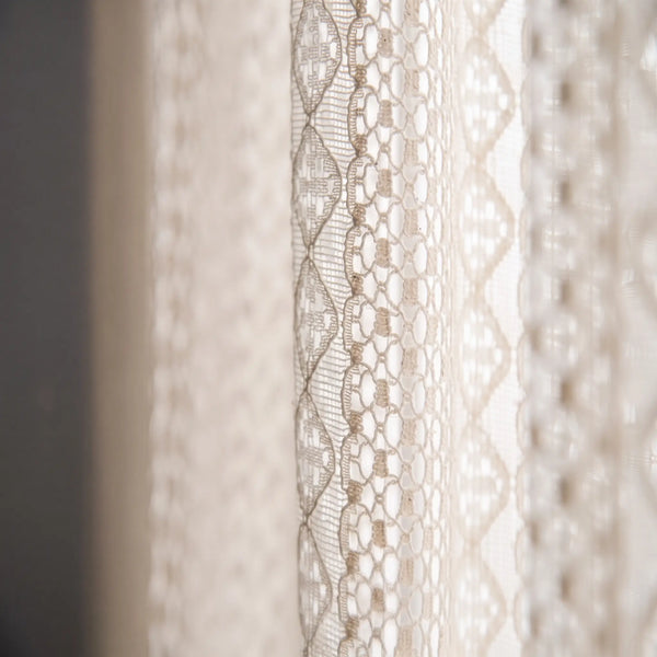 Romantic Beige Crochet Lace Window Curtains