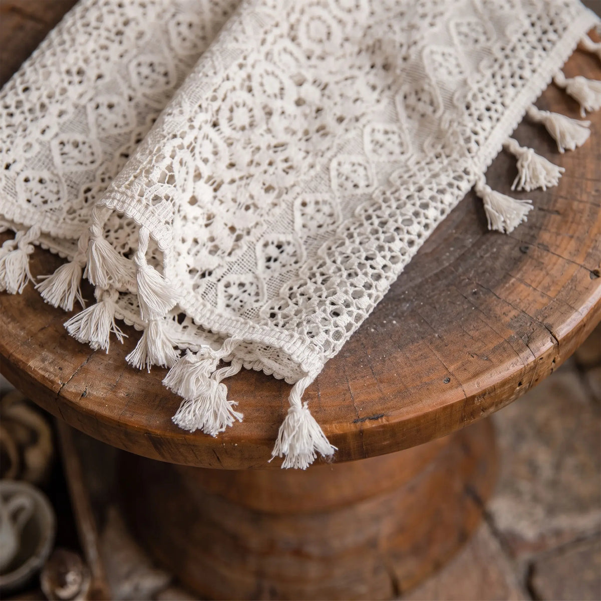 Romantic Beige Crochet Lace Window Curtains