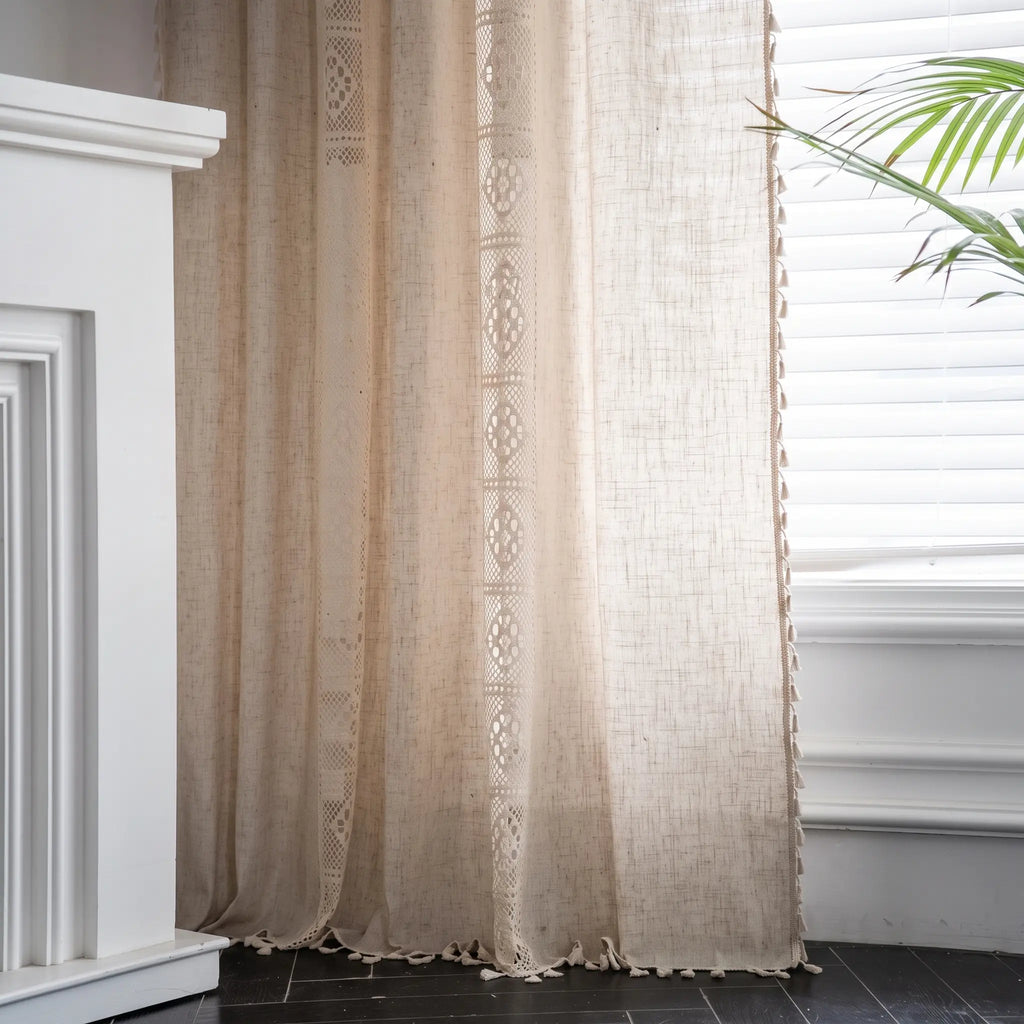 Boho Crochet Lace Sheer Curtains