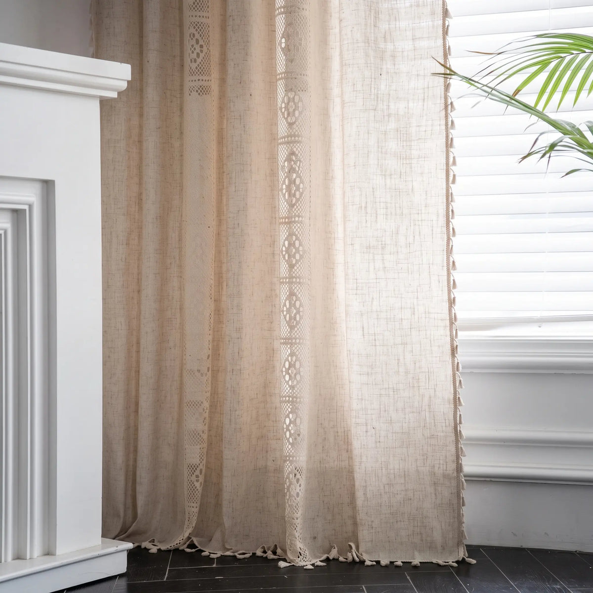 Boho Crochet Lace Sheer Curtains