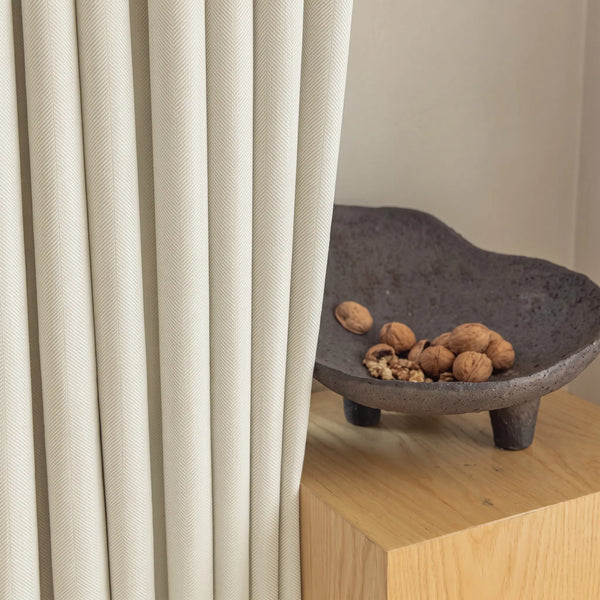 Beige Chevron Herringbone Blackout Curtains