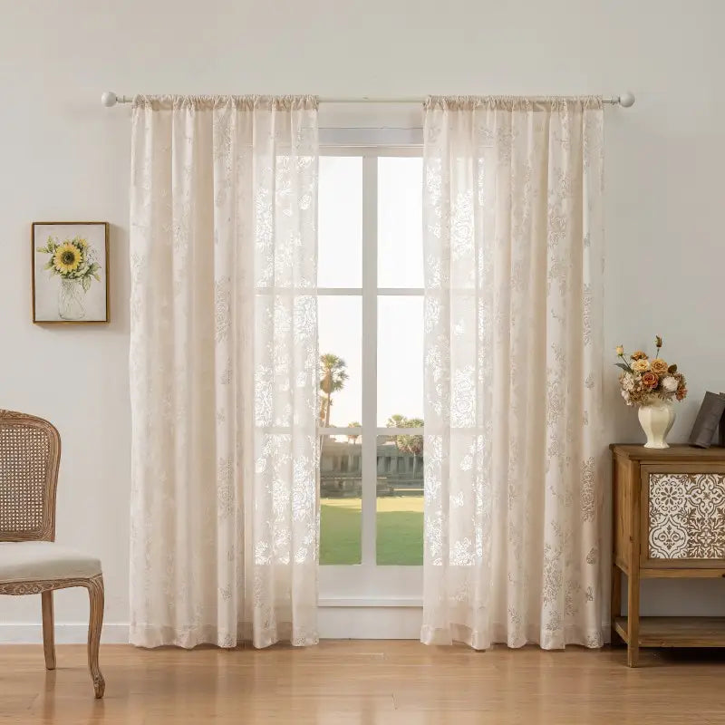 French Floral Lace Sheer Curtains