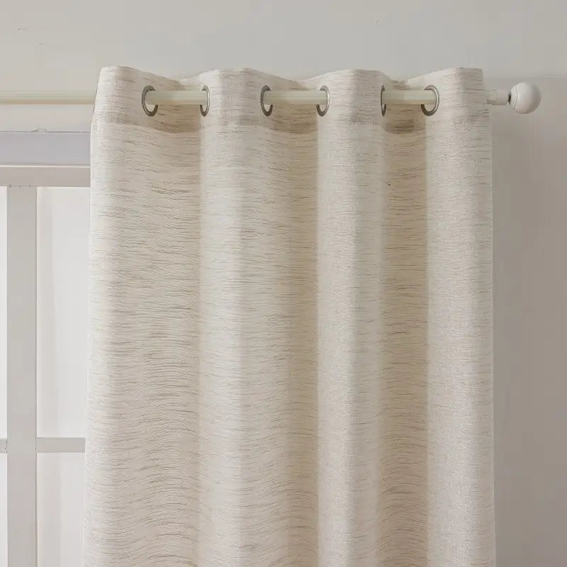 Beige Horizontal Slub Linen Textured Curtains