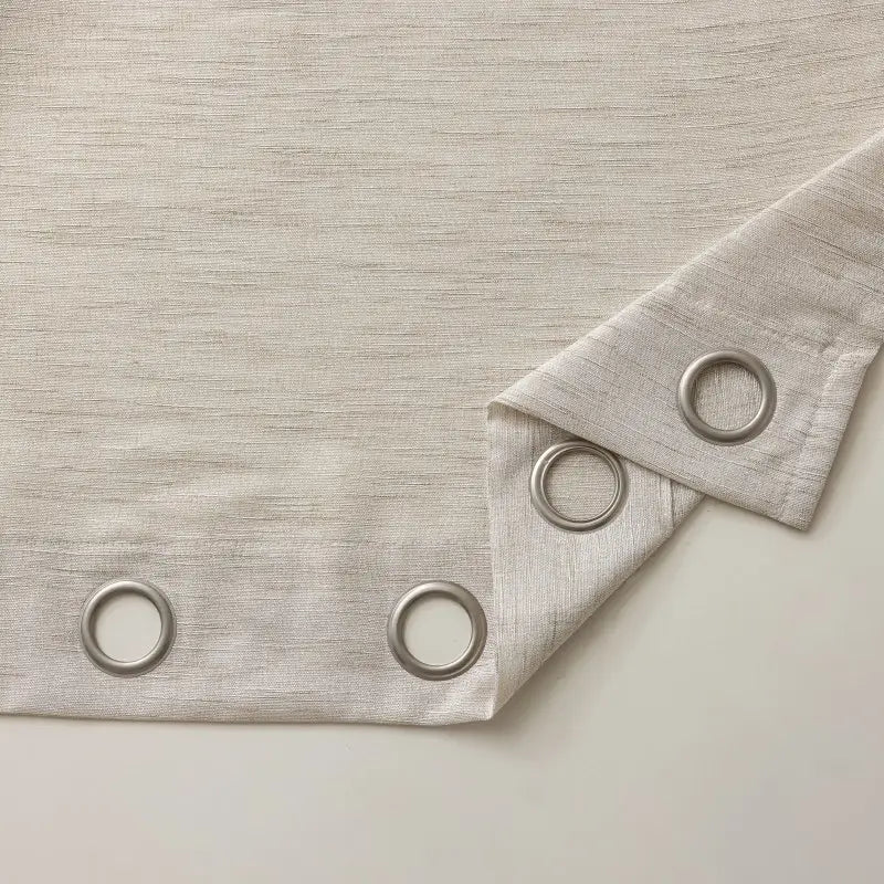 Beige Horizontal Slub Linen Textured Curtains
