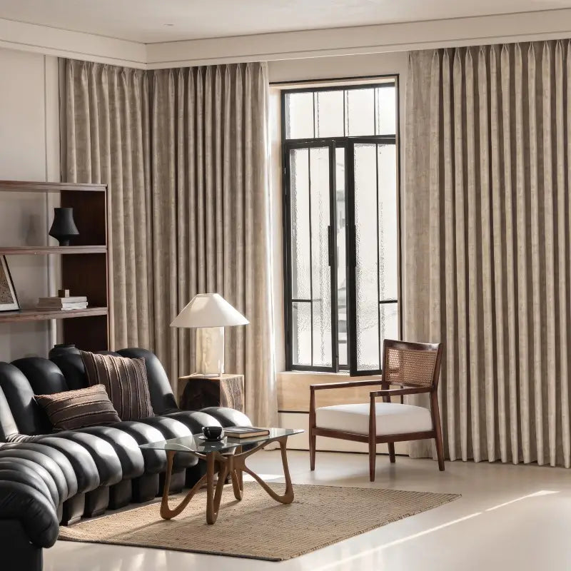 Luxury Beige Floral Jacquard Window Curtains