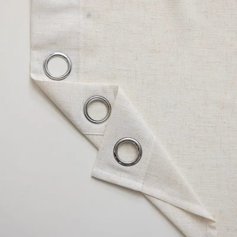 Beige Linen-Look Sheer Grommet Curtains