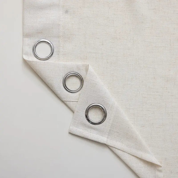 Beige Linen-Look Sheer Grommet Curtains