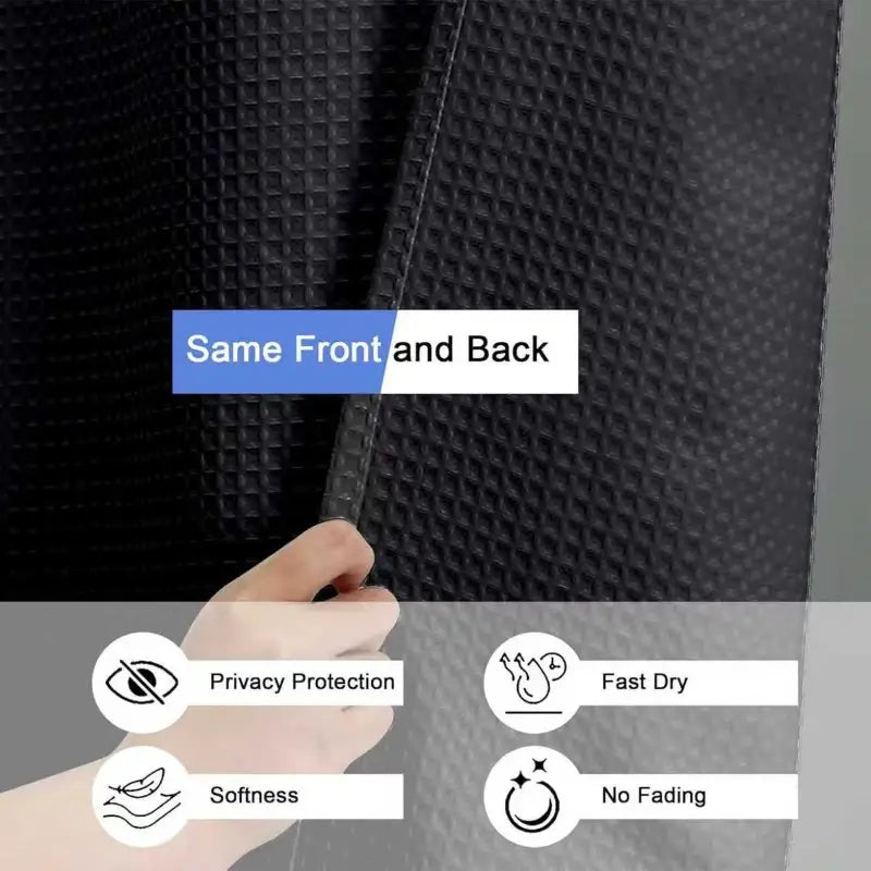 Floraweg Solid Black Waffle Textured Shower Curtain