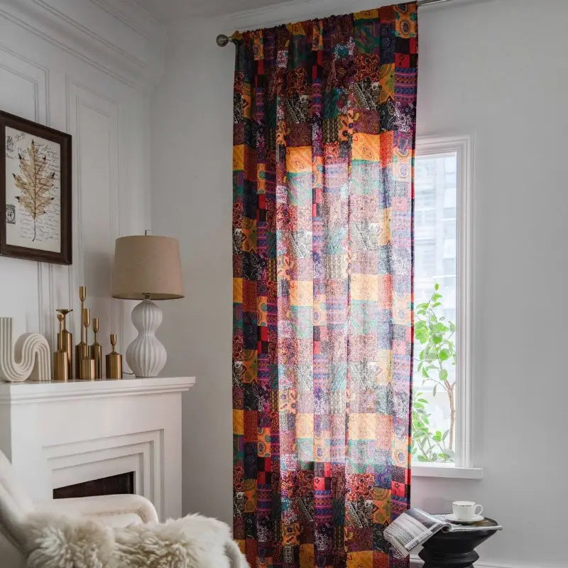 Bohemian Patchwork Printed Sheer Curtains