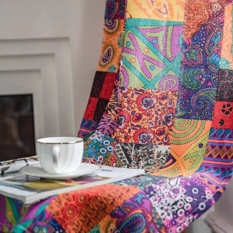 Bohemian Patchwork Printed Sheer Curtains