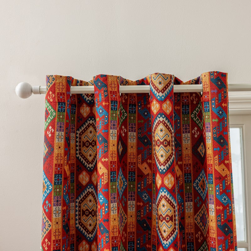 Bohemian Geometric Pattern Grommet Window Curtains