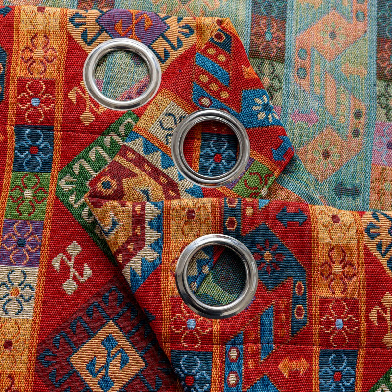 Bohemian Geometric Pattern Grommet Window Curtains