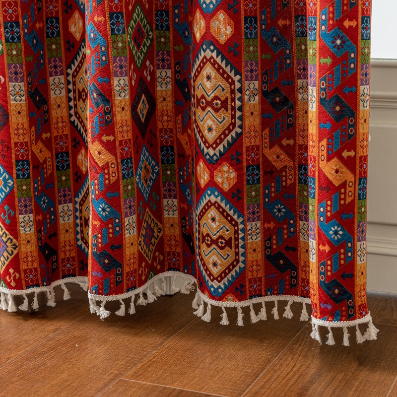 Bohemian Geometric Pattern Grommet Window Curtains