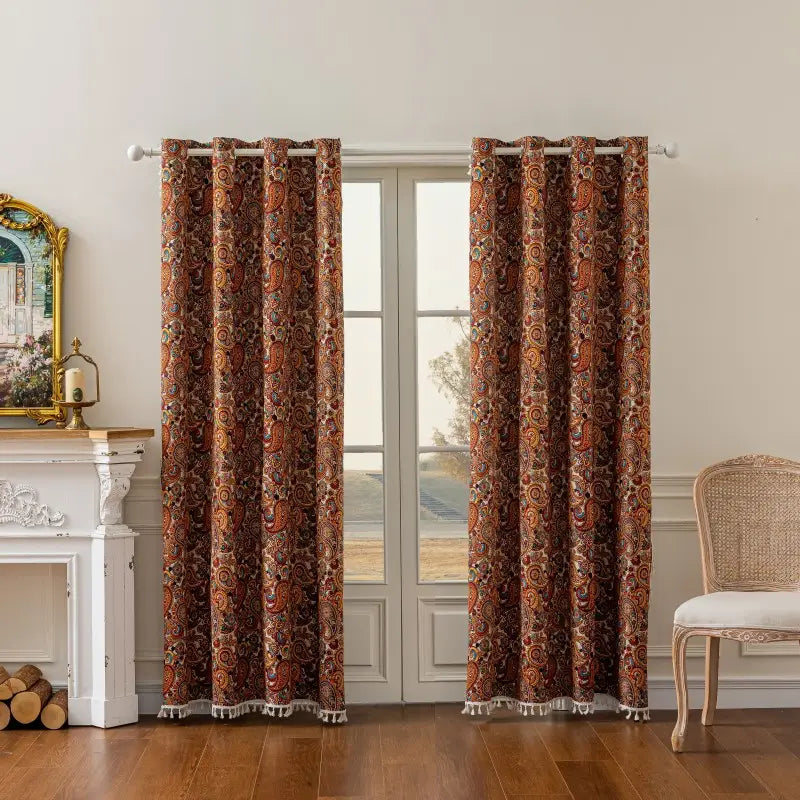 Boho Paisley Jacquard Gordijnen met Ringen