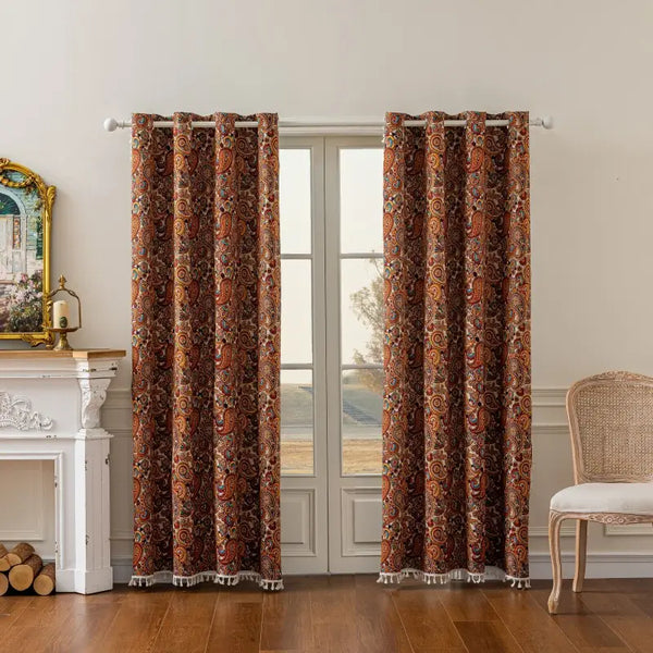 Boho Paisley Jacquard Gordijnen met Ringen