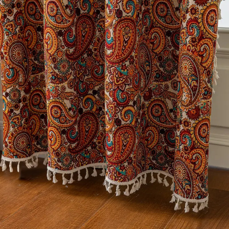 Boho Paisley Jacquard Gordijnen met Ringen