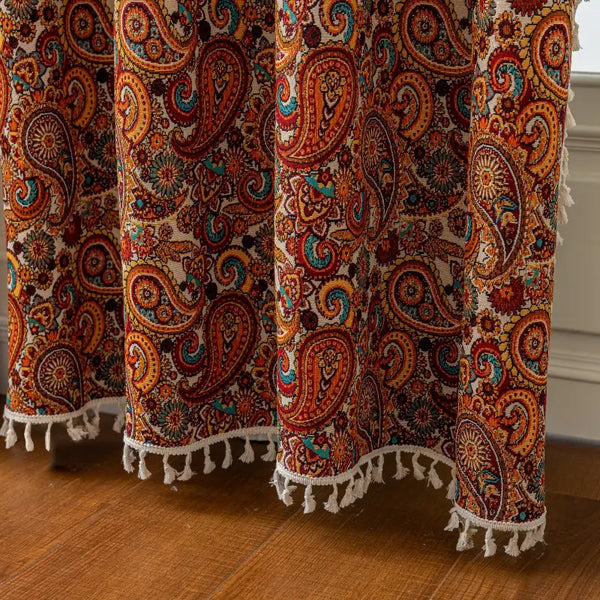 Boho Paisley Jacquard Gordijnen met Ringen