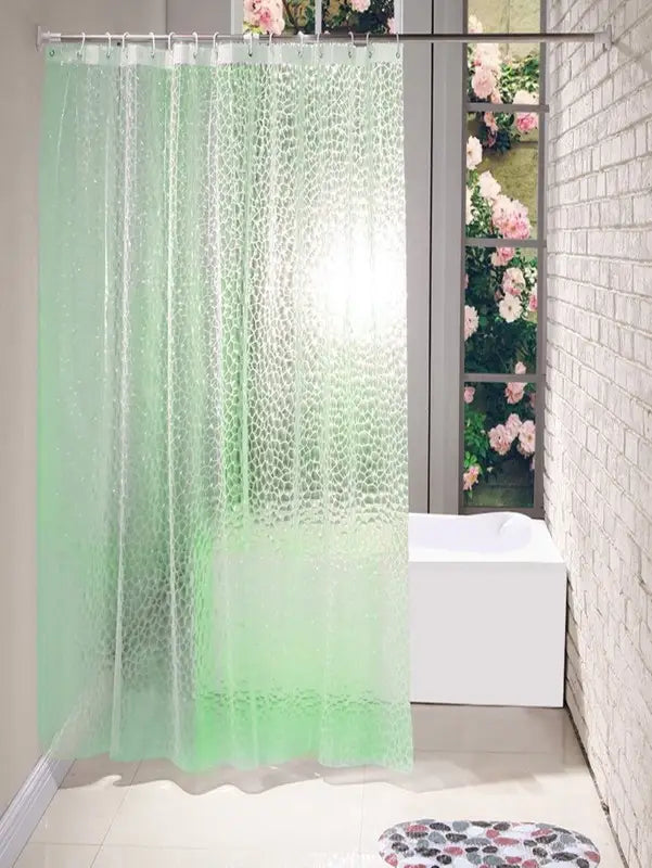Floraweg Sage Green 3D Pebble PEVA Shower Curtain Main image