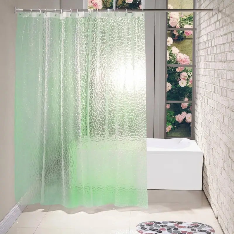 Floraweg Sage Green 3D Pebble PEVA Shower Curtain
