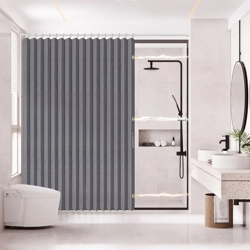 Floraweg Collapsible Grey Accordion Shower Curtain Main image