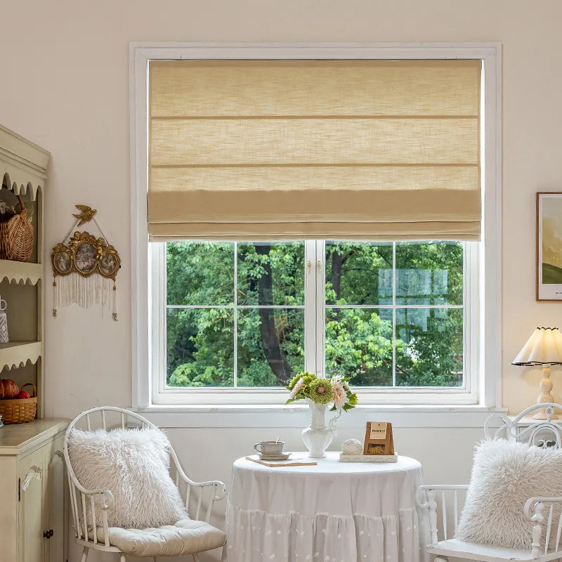Custom Linen-Textured High Blackout Roman Shade