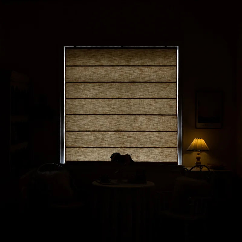 Custom Linen-Textured High Blackout Roman Shade