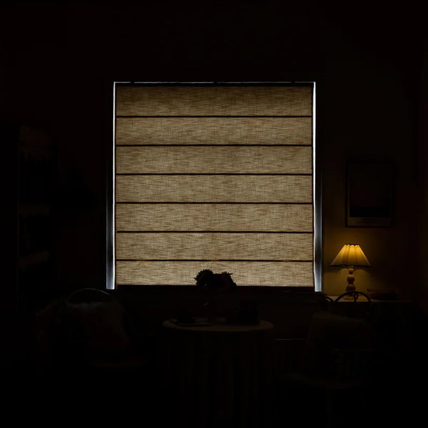Custom Linen-Textured High Blackout Roman Shade
