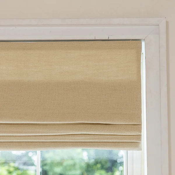 Custom Linen-Textured High Blackout Roman Shade