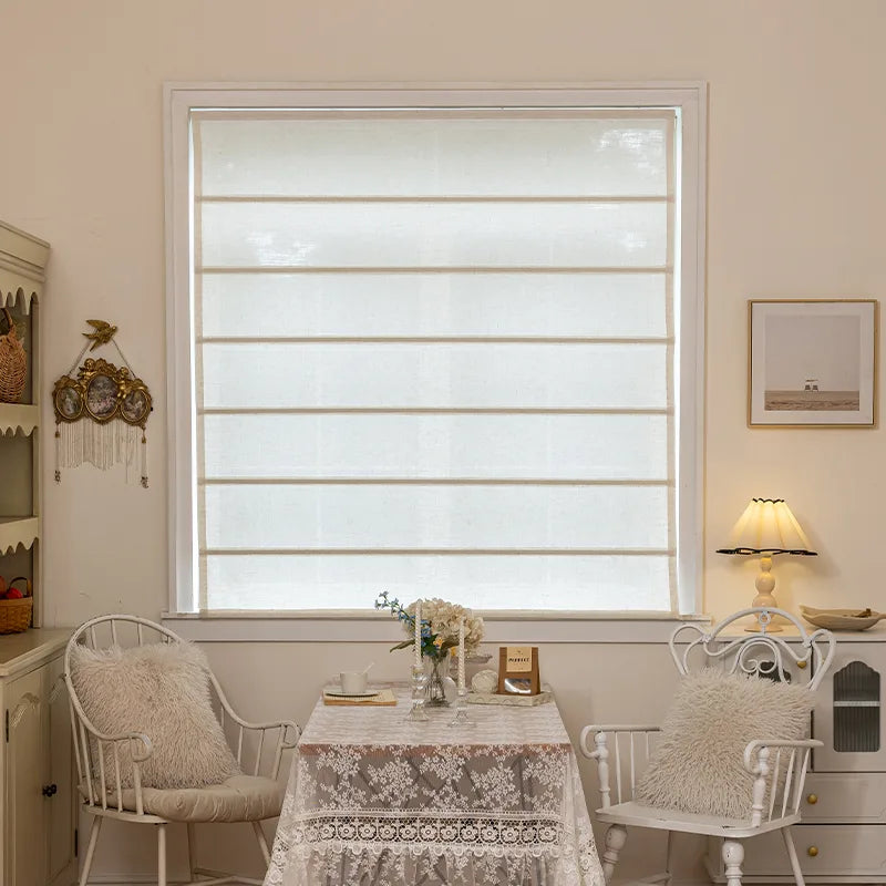 Custom Linen-Textured Light-Filtering Roman Shade