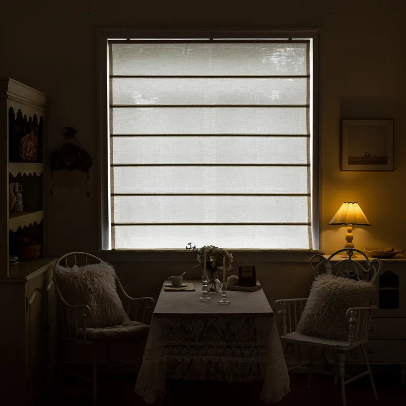 Custom Linen-Textured Light-Filtering Roman Shade