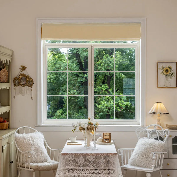 Custom Linen-Textured Room-Darkening Roman Shade