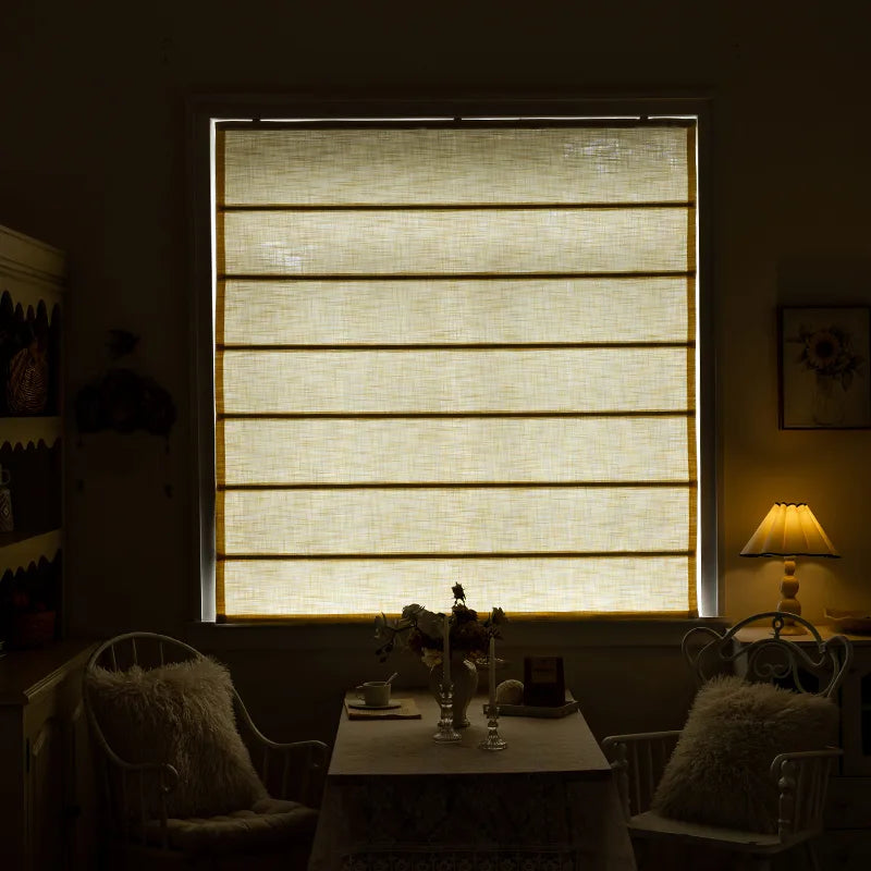 Custom Linen-Textured Room-Darkening Roman Shade