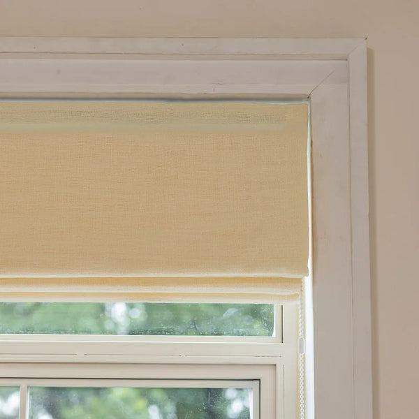 Custom Linen-Textured Room-Darkening Roman Shade
