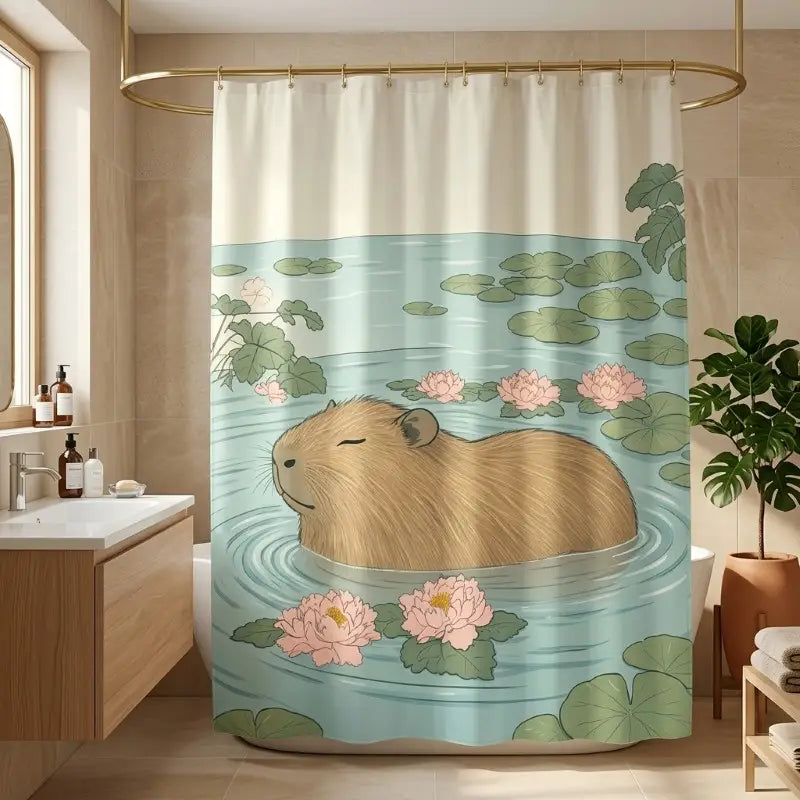 Floraweg Funny Capybara Bathing Shower Curtain