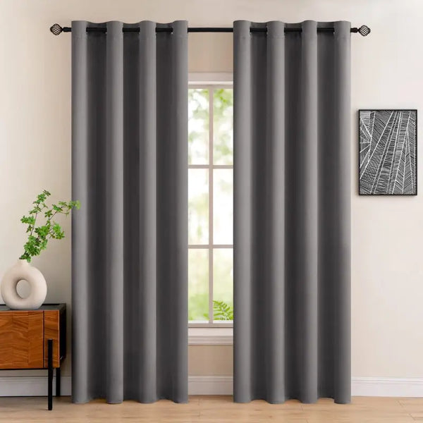 Modern Solid Dark Grey Blackout Curtains