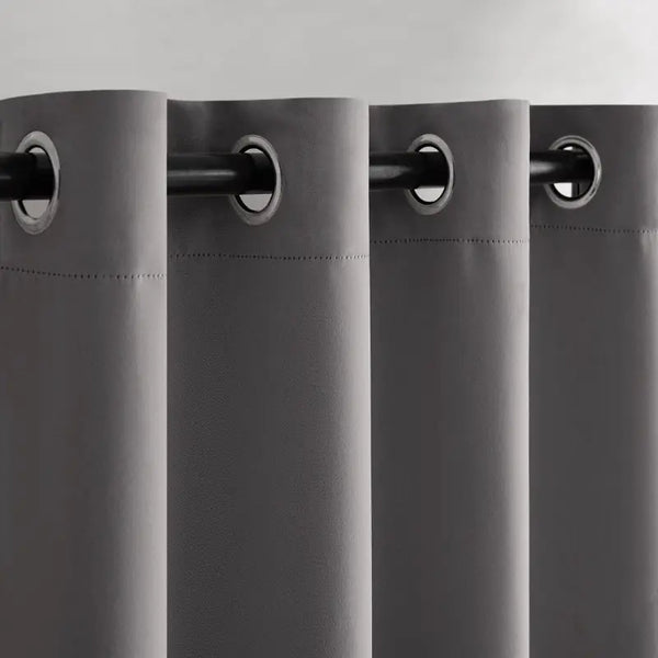 Modern Solid Dark Grey Blackout Curtains