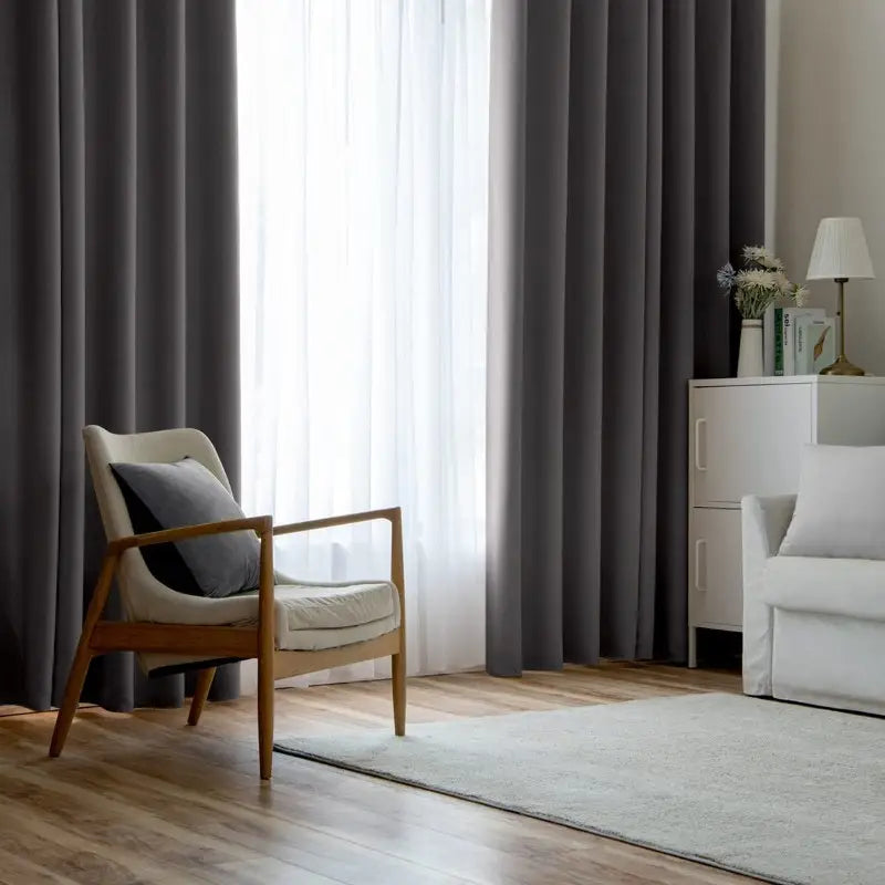 Modern Solid Dark Grey Blackout Curtains