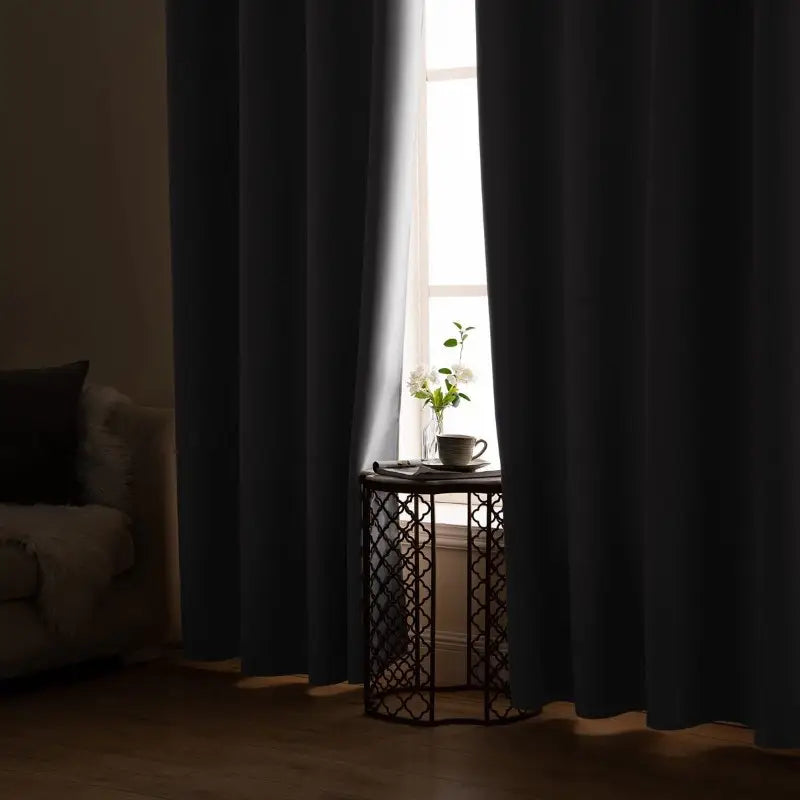 Modern Solid Dark Grey Blackout Curtains