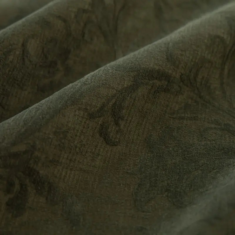 Vintage Olive Green Floral Jacquard Custom Curtains