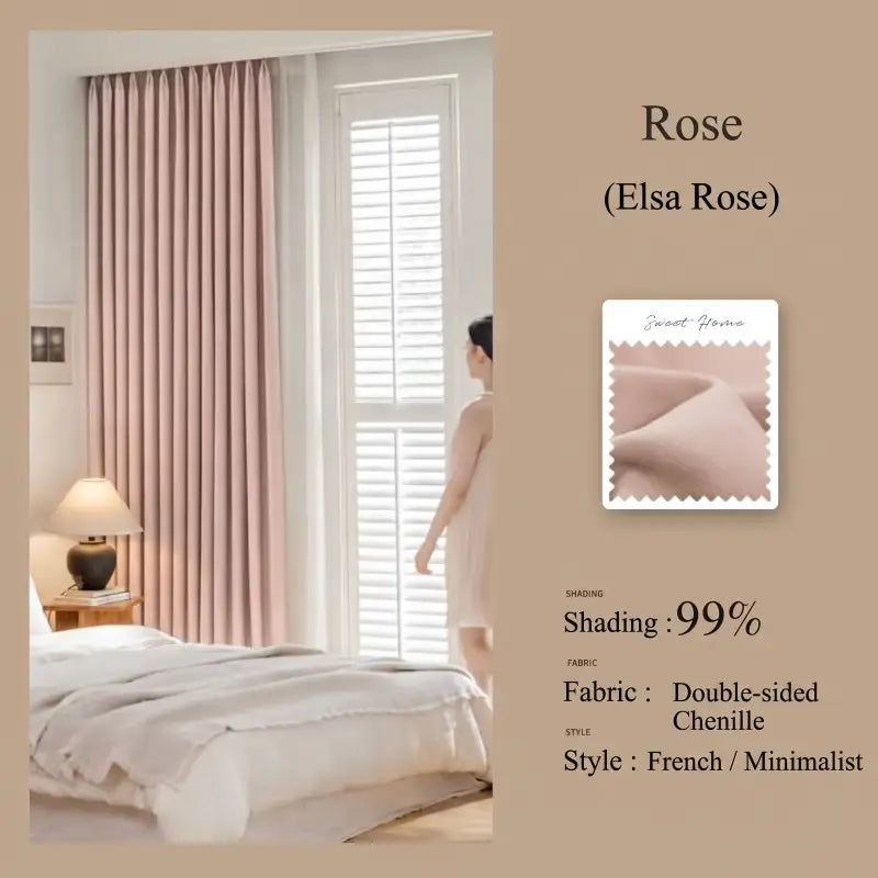 French Double-Sided Chenille Blackout Curtains