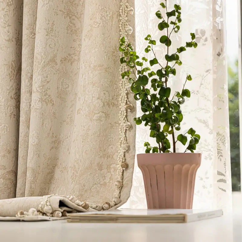 Vintage Floral Jacquard Custom Curtains